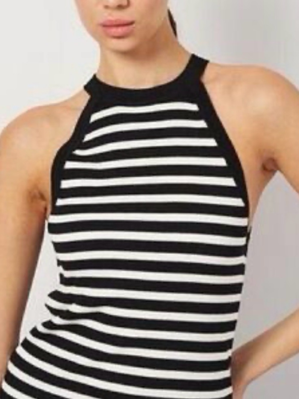 ZARA Black & White Striped Halter Tank Top Size M